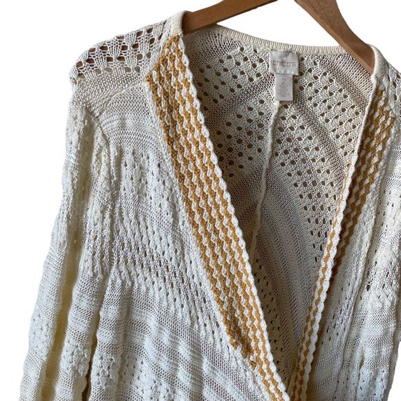 Chico’s Mixed-Stitch Crochet Cardigan | Size 2 | US Size Large 12 - Picture 5 of 13